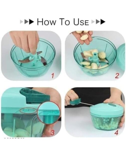Chopper-500ml 2in1 Mini Handy and Compact Chopper with 3 Blades & Whishker/Mixer Blade Plastic Polypropylene for Effortlessly Chopping Vegetables and Fruits for Your Kitchen - Image 4