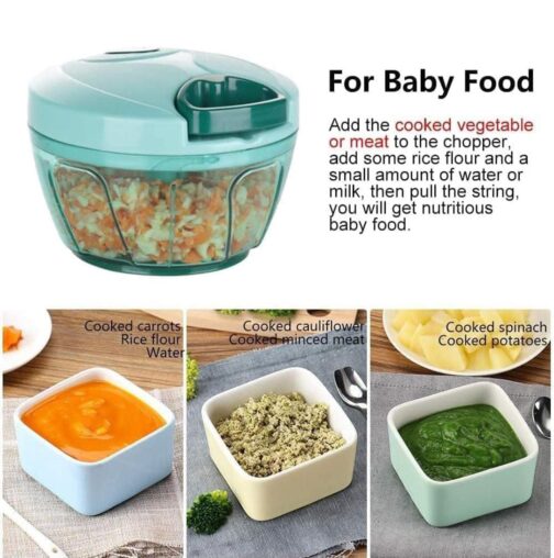 Chopper-500ml 2in1 Mini Handy and Compact Chopper with 3 Blades & Whishker/Mixer Blade Plastic Polypropylene for Effortlessly Chopping Vegetables and Fruits for Your Kitchen - Image 3