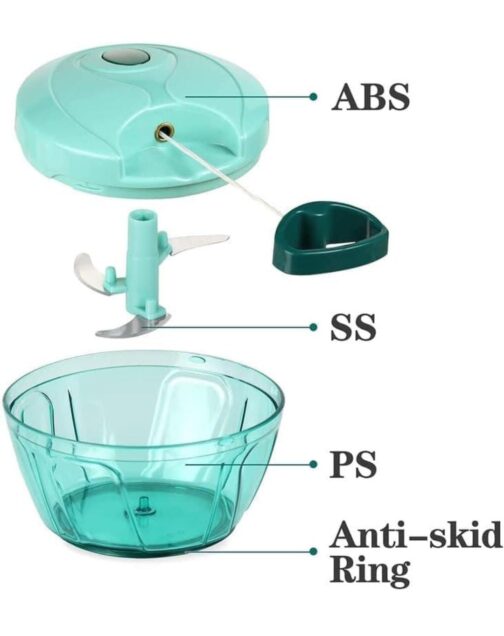 Chopper-500ml 2in1 Mini Handy and Compact Chopper with 3 Blades & Whishker/Mixer Blade Plastic Polypropylene for Effortlessly Chopping Vegetables and Fruits for Your Kitchen - Image 8