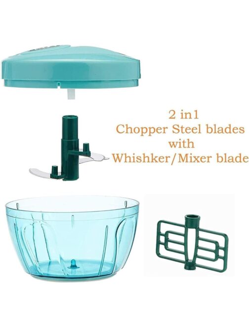 Chopper-500ml 2in1 Mini Handy and Compact Chopper with 3 Blades & Whishker/Mixer Blade Plastic Polypropylene for Effortlessly Chopping Vegetables and Fruits for Your Kitchen - Image 7